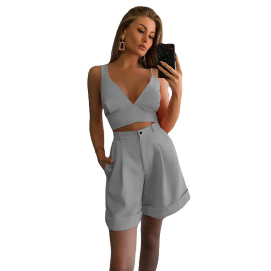 Damen Crop-Top und Shorts Set EB