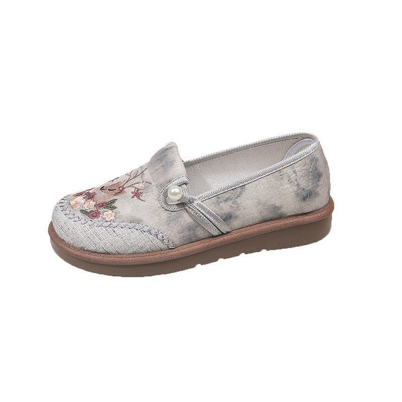 Damen modische Hausschuhe mit stilvollem Blumenornament und elastischem Gummizug EB