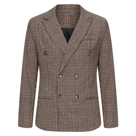 Herren nan zweireihiger strukturierter Wollmix-Blazer mit Peak-Revers und tailliertem Schnitt EB
