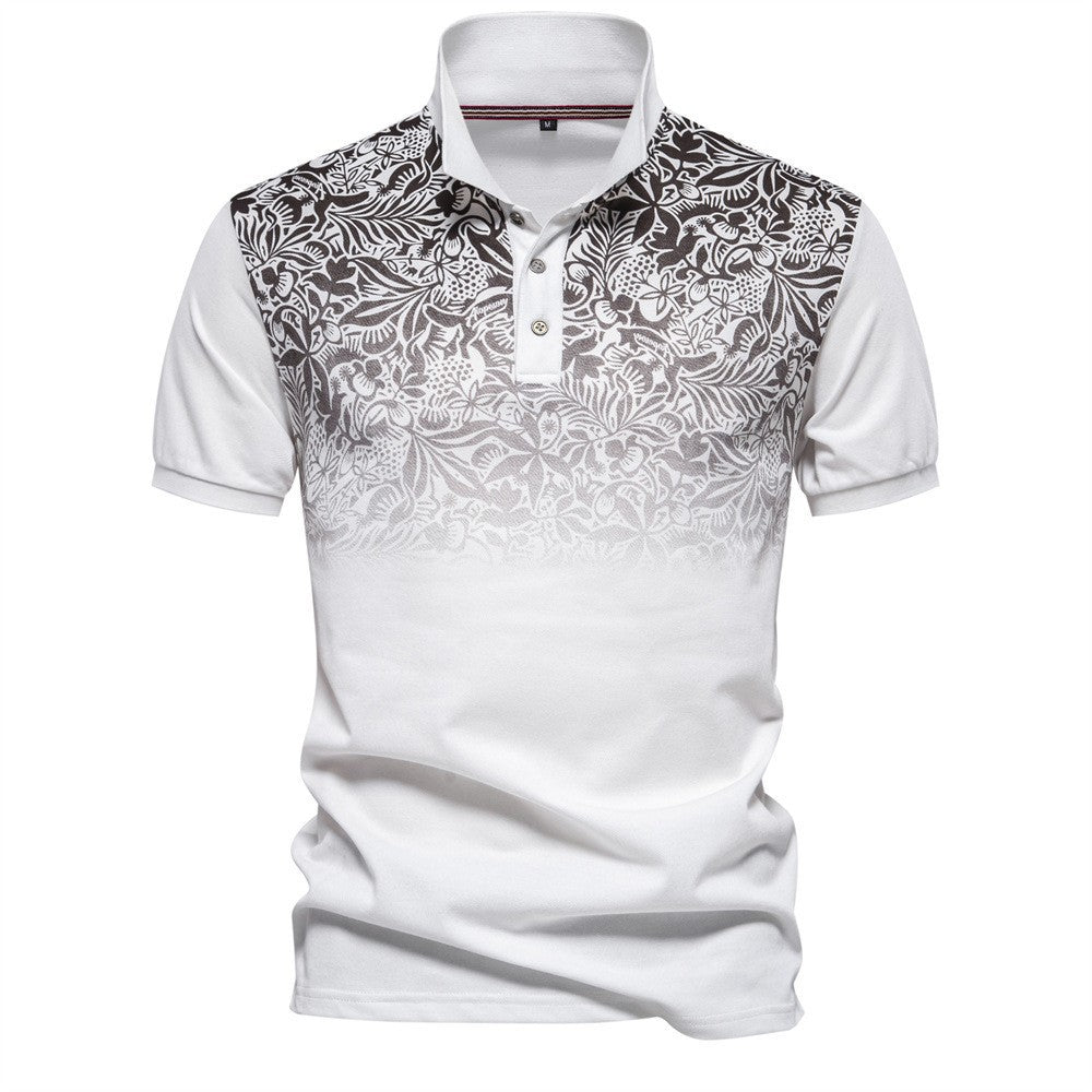 Herren Poloshirt mit floralen Ornamenten und klassischem Kragen EB