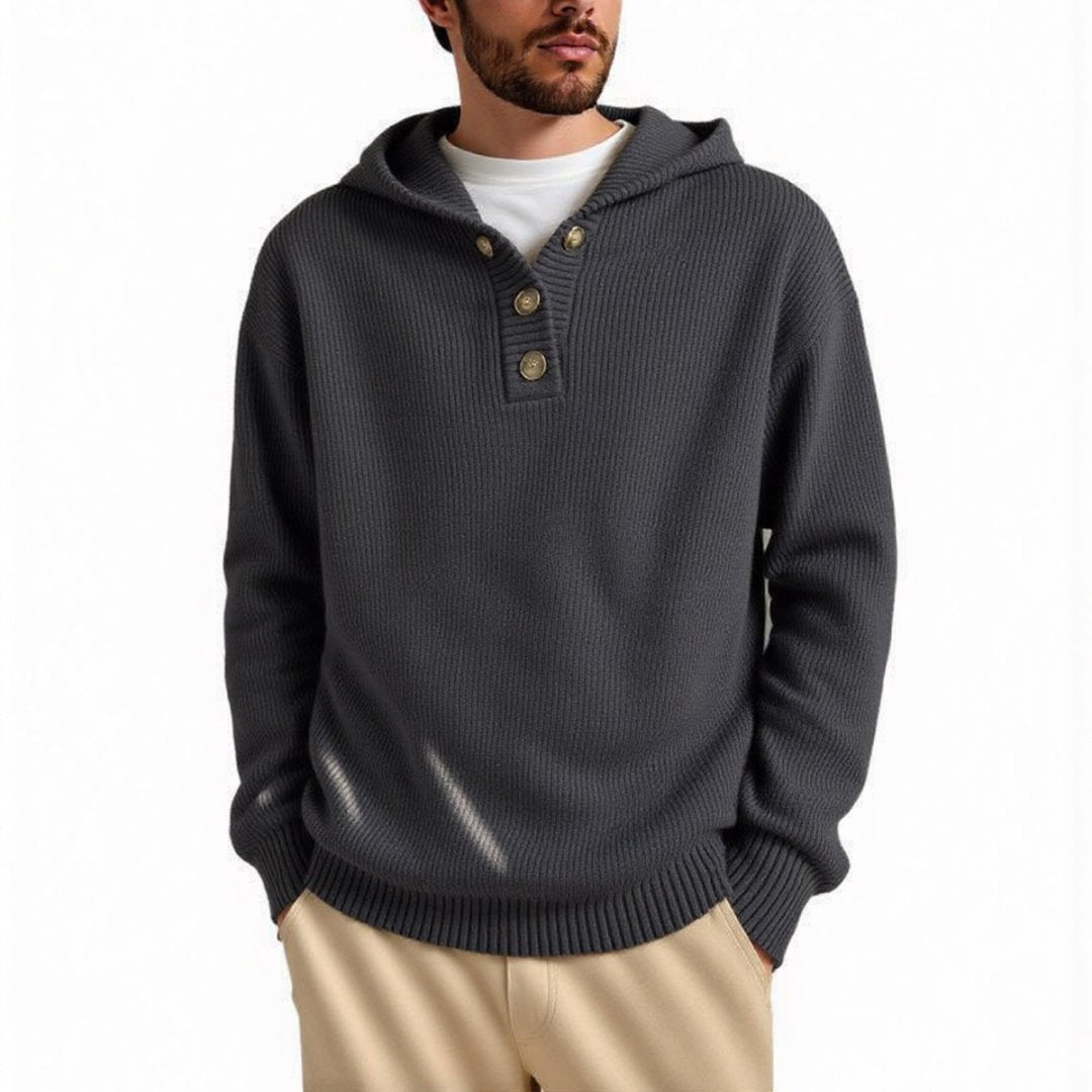 Herren Kapuzenpullover mit strukturiertem Zopfmuster EB