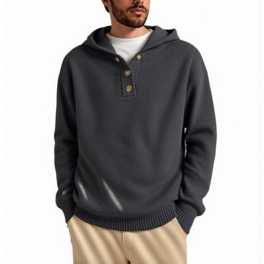 Herren Kapuzenpullover mit strukturiertem Zopfmuster EB