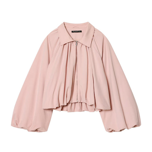 Damen modische Blousonjacke mit voluminösen Ärmeln und Reißverschluss EB