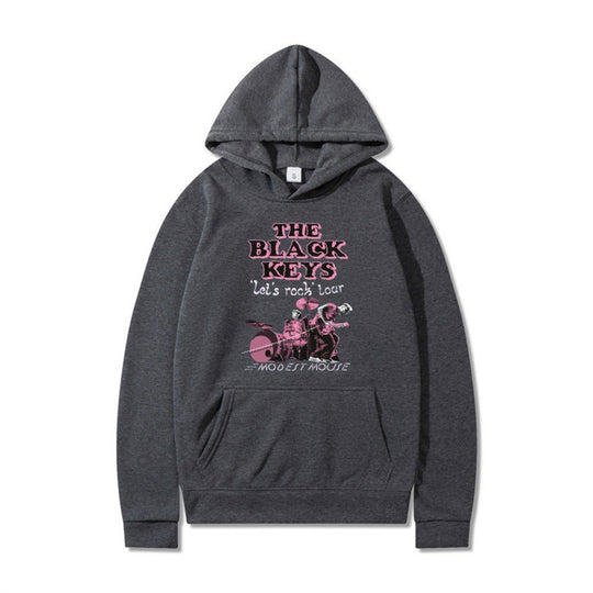 Damen Kapuzenpullover mit kreativem Rockband-Design und komfortabler Passform EB