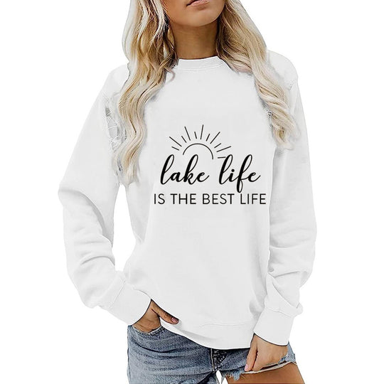 Damen Sweatshirt mit kreativem Druck und lässiger Passform EB