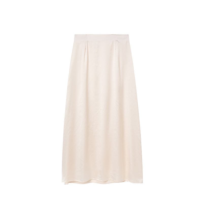 Damen Bodenlanger Satin Maxi-Rock EB
