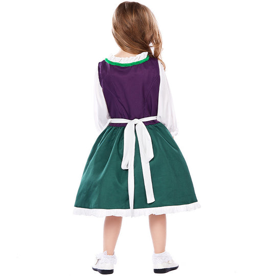 Damen nan dreiteiliges Trachtenkleid Dirndl Kostümset mit Schnürung, tailliertem Rock und abnehmbarer Carmenbluse EB
