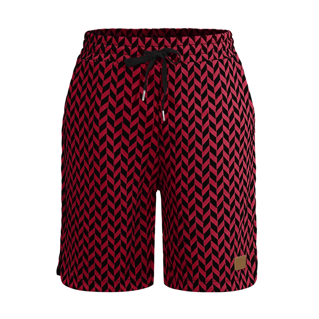 Damen nan Jacquard-Shorts mit elastischem Komfortbund, Tunnelzug und Fischgrätmuster EB