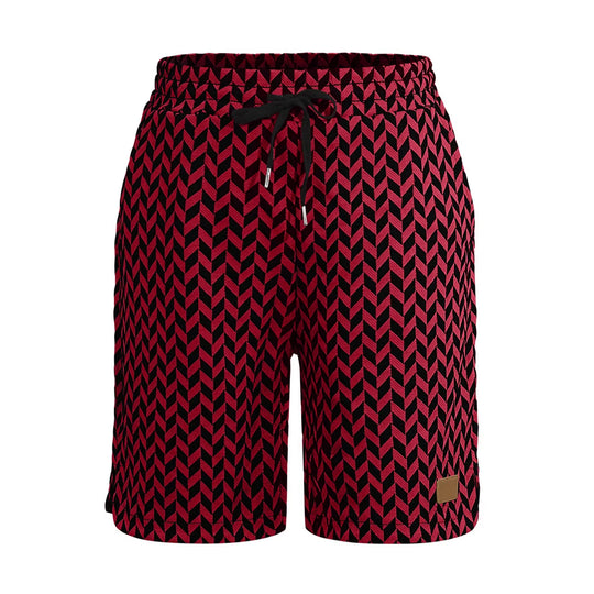 Damen nan Jacquard-Shorts mit elastischem Komfortbund, Tunnelzug und Fischgrätmuster EB