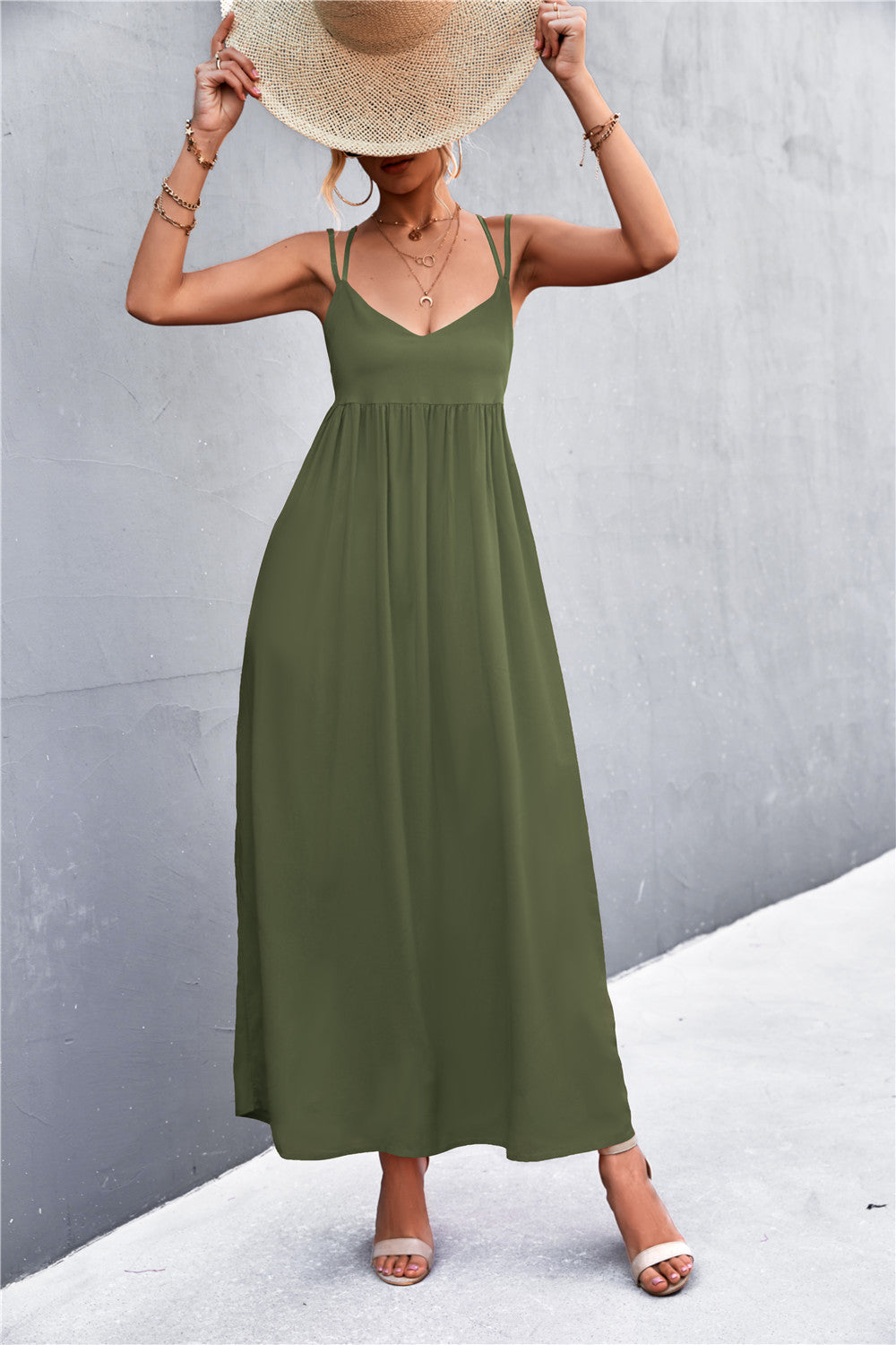 Damen Maxikleid mit feinen Spaghetti-Trägern EB