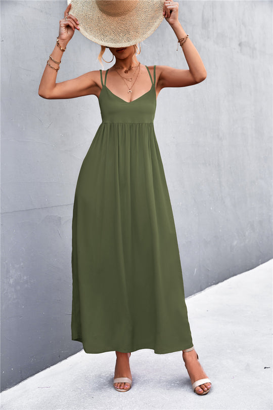 Damen Maxikleid mit feinen Spaghetti-Trägern EB