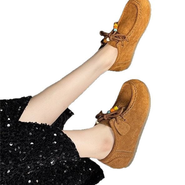 Damen Mokassin-Schuhe mit bunten Schnürdetails EB