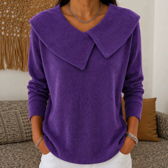 Damen Grobgestrickter Strickpullover mit übergroßem Matrosenkragen EB