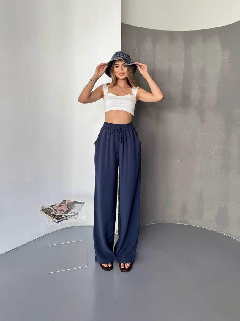 Damen Elegante und fließende Palazzo-Hose EB