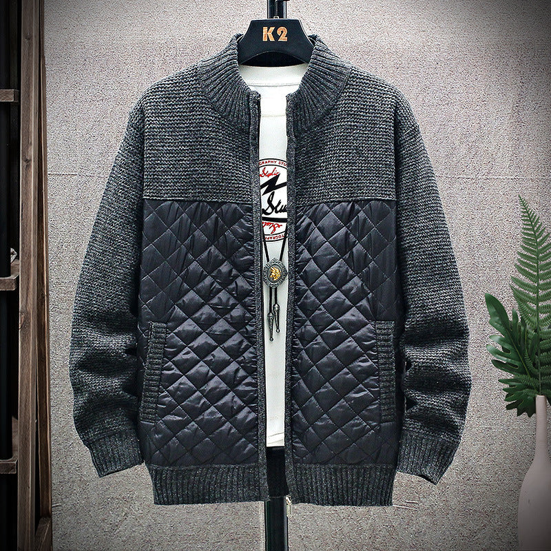 Herren Steppjacke mit Strickdetails und hohem Kragen EB