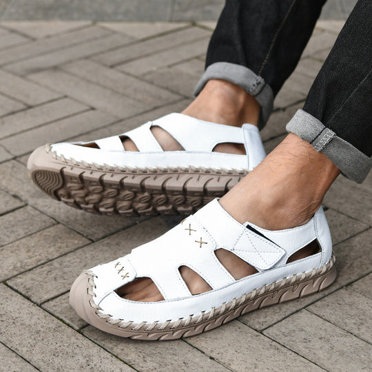 Herren Atmungsaktive Leder-Sandalen mit rutschfester Sohle EB
