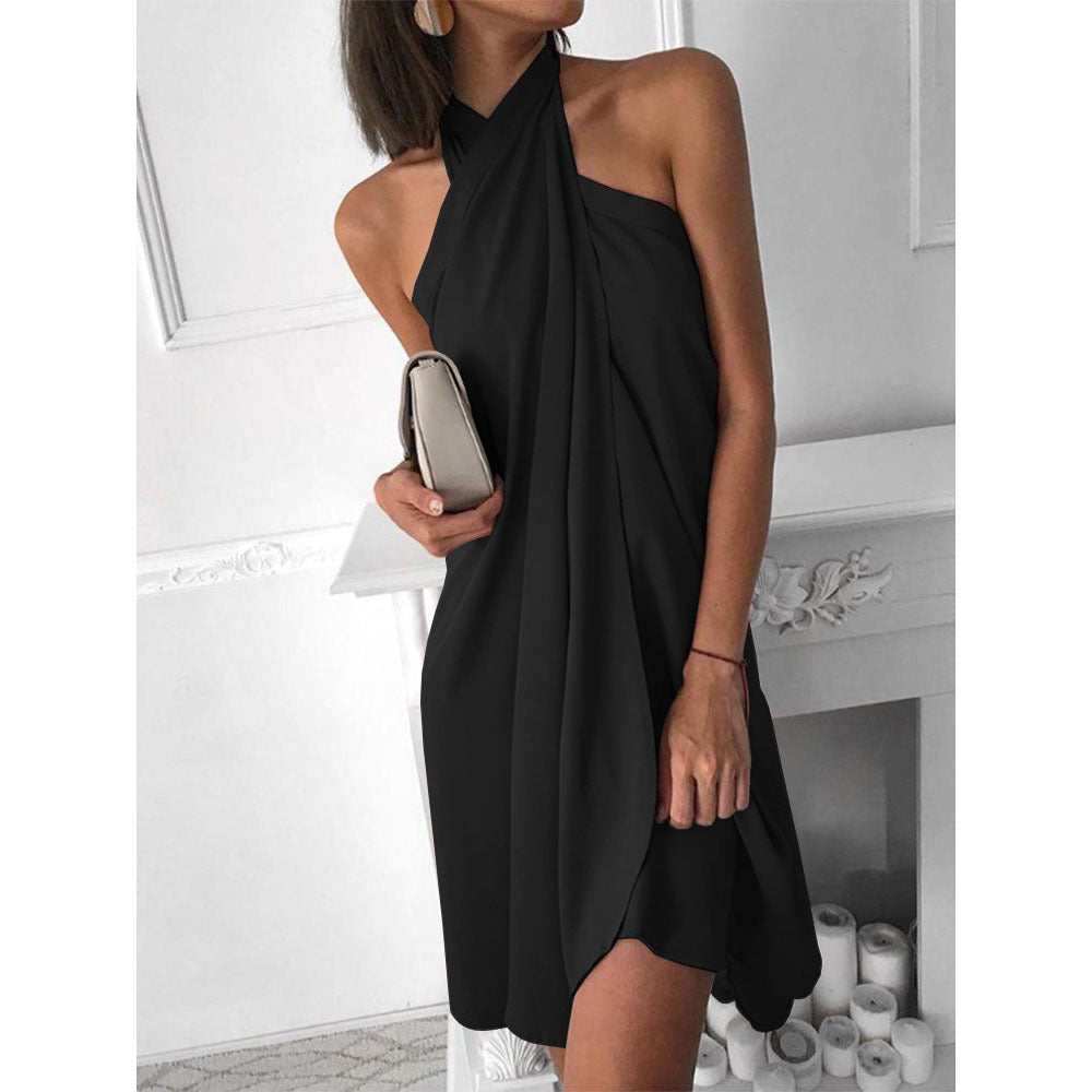 Damen Halterkleid mit elegantem Drapierungseffekt EB