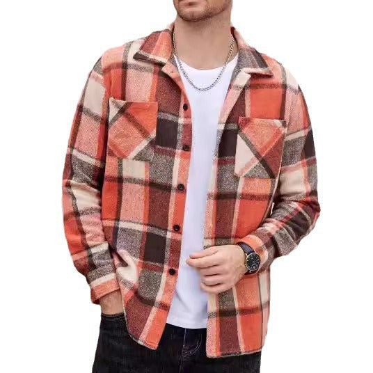 Herren lässige Karomuster Hemdjacke EB