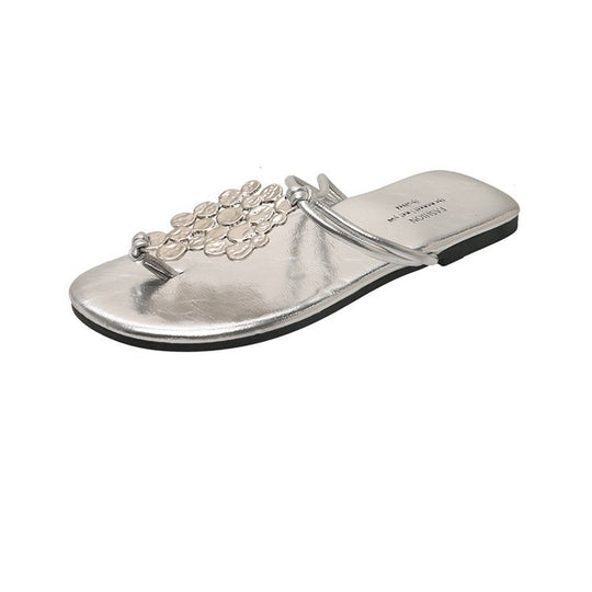 Damen elegante Pantoletten mit funkelndem Schmuckdetail EB