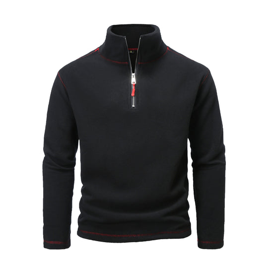 Herren Fleecepullover mit hohem Kragen und halbem Reißverschluss EB