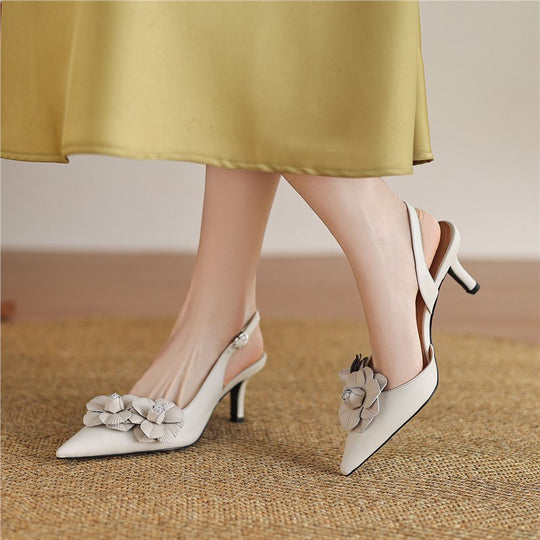 Damen Slingback Ballerinas mit floralen Akzenten EB