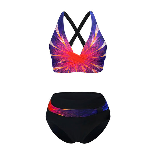 Damen Sportliches Bikini-Set mit trendigem Schnitt und modernem Grafikdesign EB