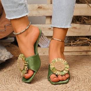 Damen elegante Sandalen mit floraler Applikation EB