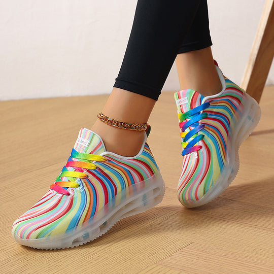 Damen nan leichter Muster-Sneaker mit elastischem Canvas-Obermaterial, gepolsterter Fersenstütze und segmentierter Flexlaufsohle EB