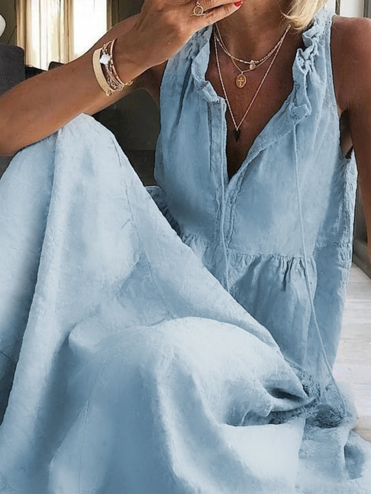 Damen Maxikleid mit romantischem Rüschendetail EB