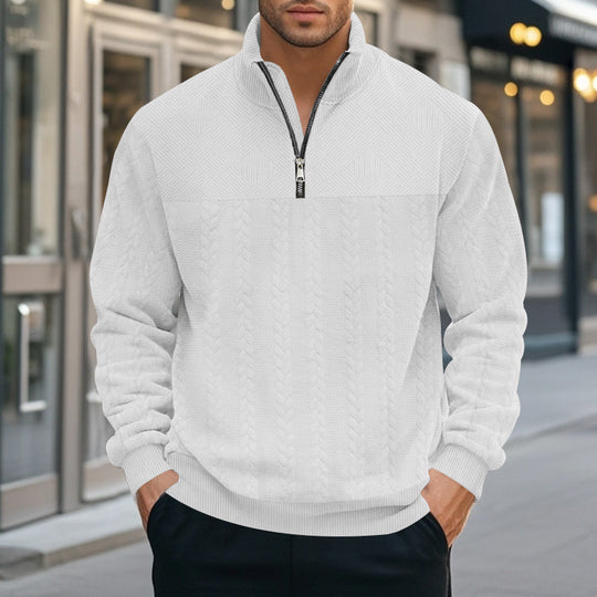 Herren Pullover mit strukturierter Optik und hohem Kragen EB