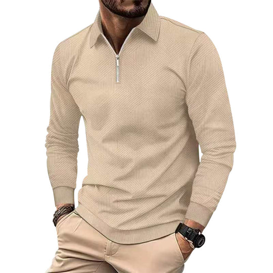 Herren hochwertiger Strickpullover mit Stehkragen und modischem Reißverschluss EB
