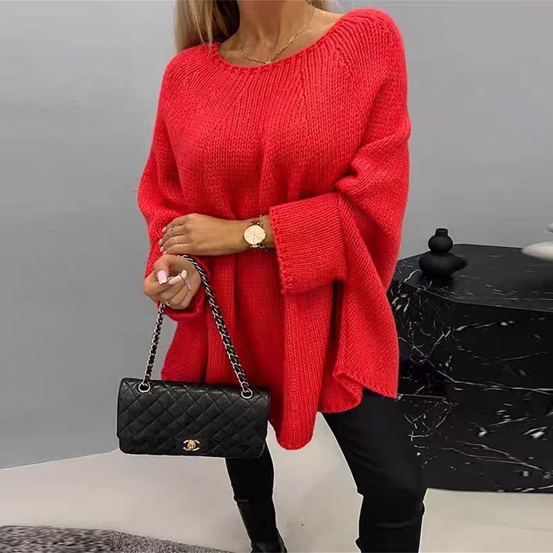 Damen legerer Strickpullover mit weitem Schnitt und modischem Design EB