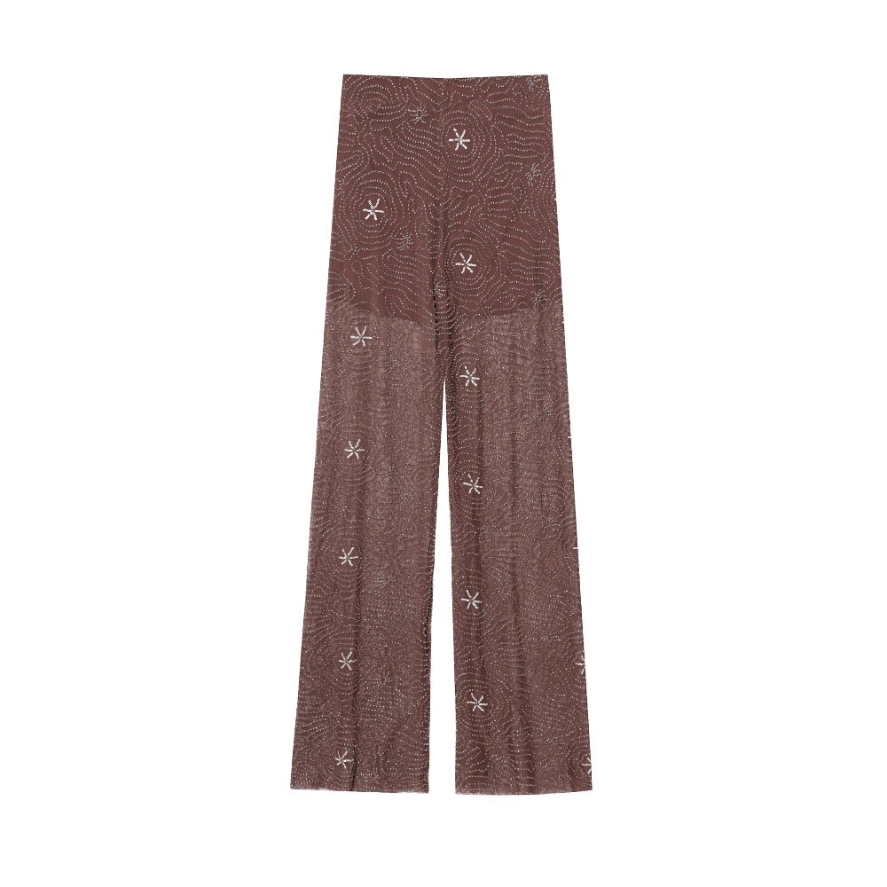 Damen Weite Hosen mit eleganter Stickerei EB