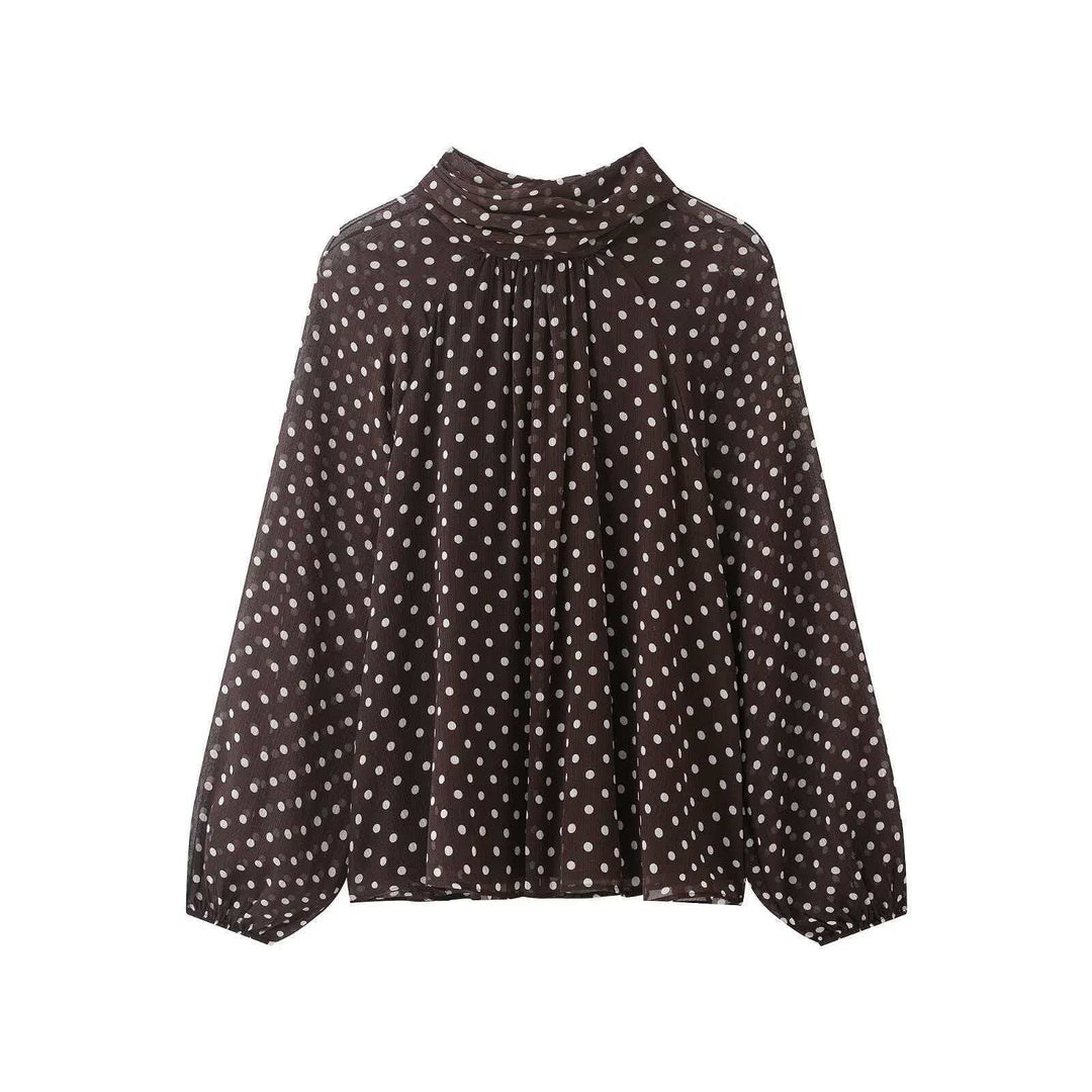 Damen nan Chiffonbluse mit Schleifenkragen und Ballonärmeln EB