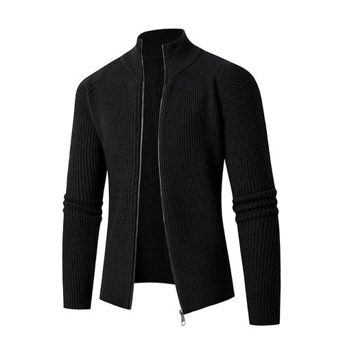 Herren modische Strickjacke mit durchgehendem Reißverschluss und hochgeschlossenem Kragen EB