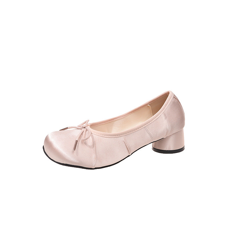 Damen Ballerinas mit punktemuster und komfortablem Blockabsatz EB