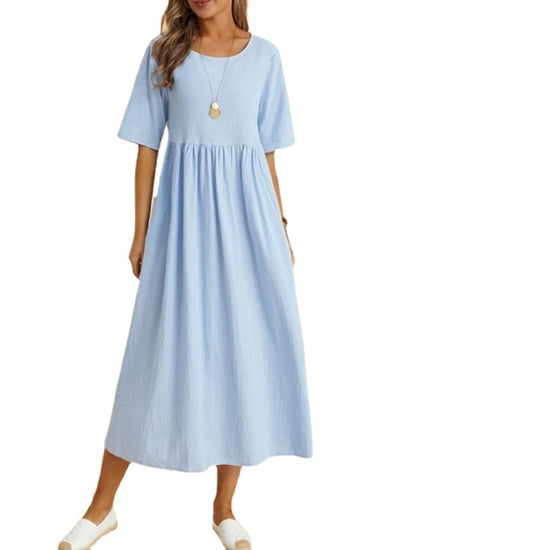 Damen Maxikleid mit lässigem Schnitt und Kurzärmeln EB