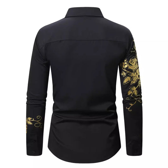 Herren Elegantes Hemd mit floralen Akzenten und glänzenden Details EB