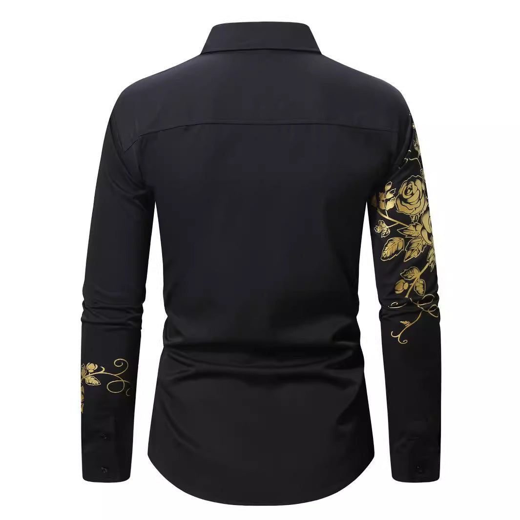Herren Langarmhemd mit floralem Design EB