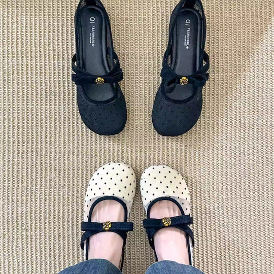 Damen Ballerinas mit dekorativem Riemchen und Comfort-Fußbett EB