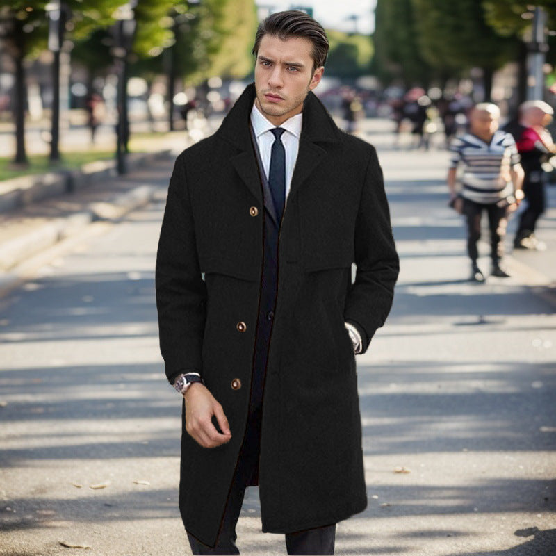 Herren urbaner Wollmantel mit asymmetrischem Schnitt EB