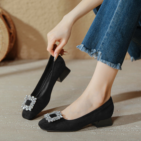 Damen Ballerinas mit funkelndem Kristallschmuck EB