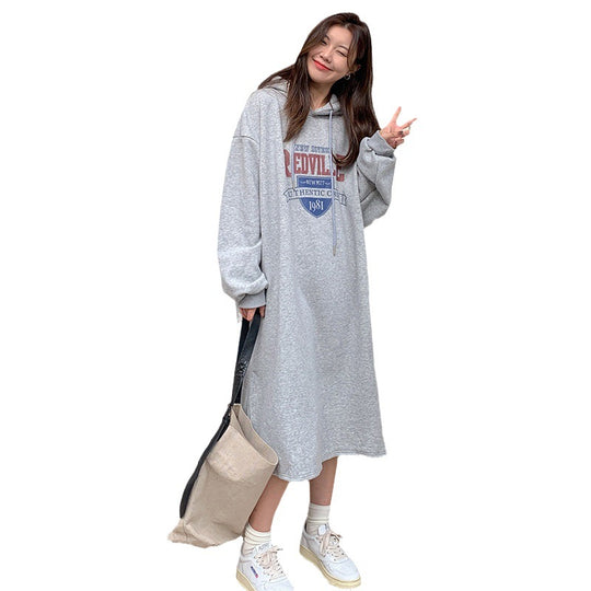 Damen Hoodie-Kleid mit lässigem Schnitt und stylischem Grafikdruck EB