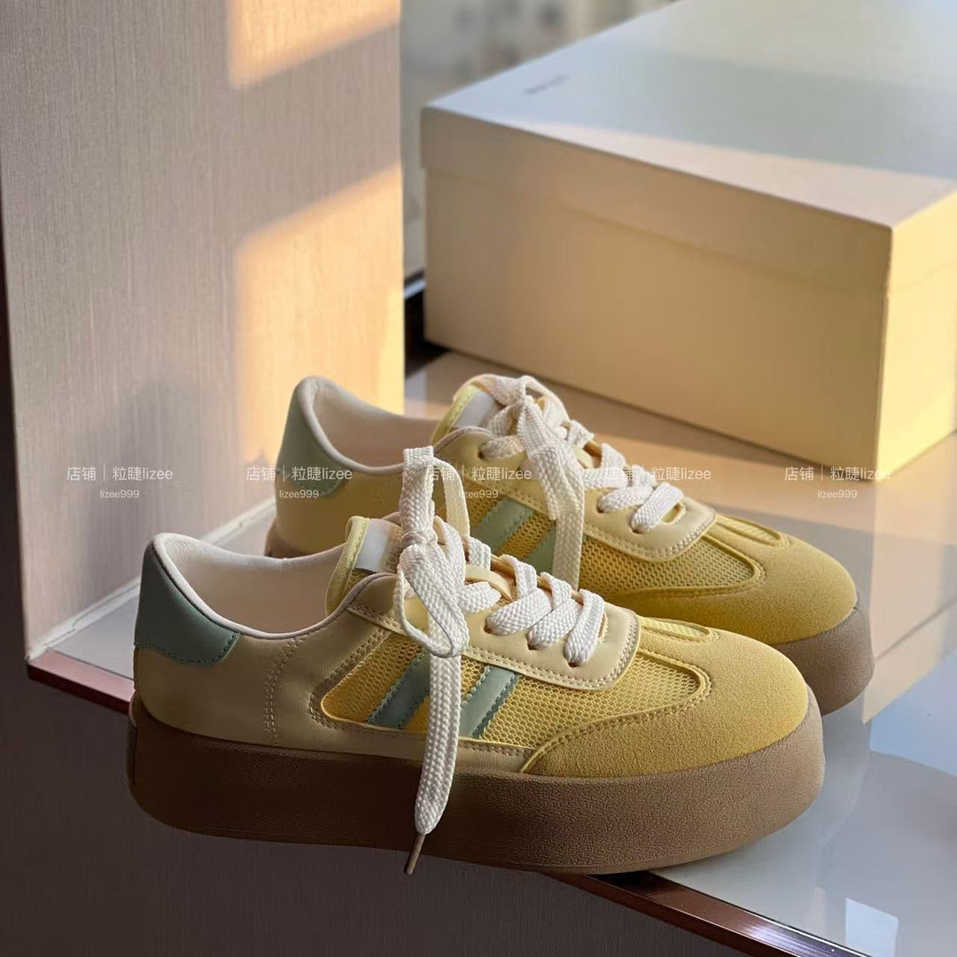 Damen Sportliche Plateau-Sneaker mit atmungsaktiver Obermaterialkombination EB