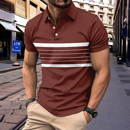 Herren Polohemd mit sportlichem Streifenmuster und klassischem Kragen EB