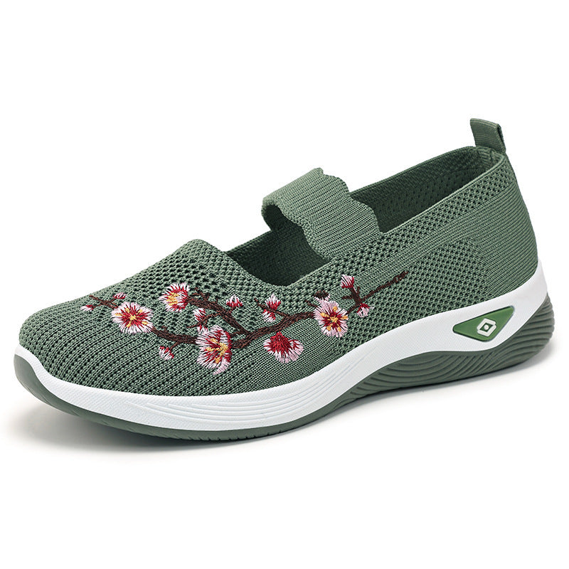 Damen Slip-On Ballerinas mit floralem Strickdesign EB