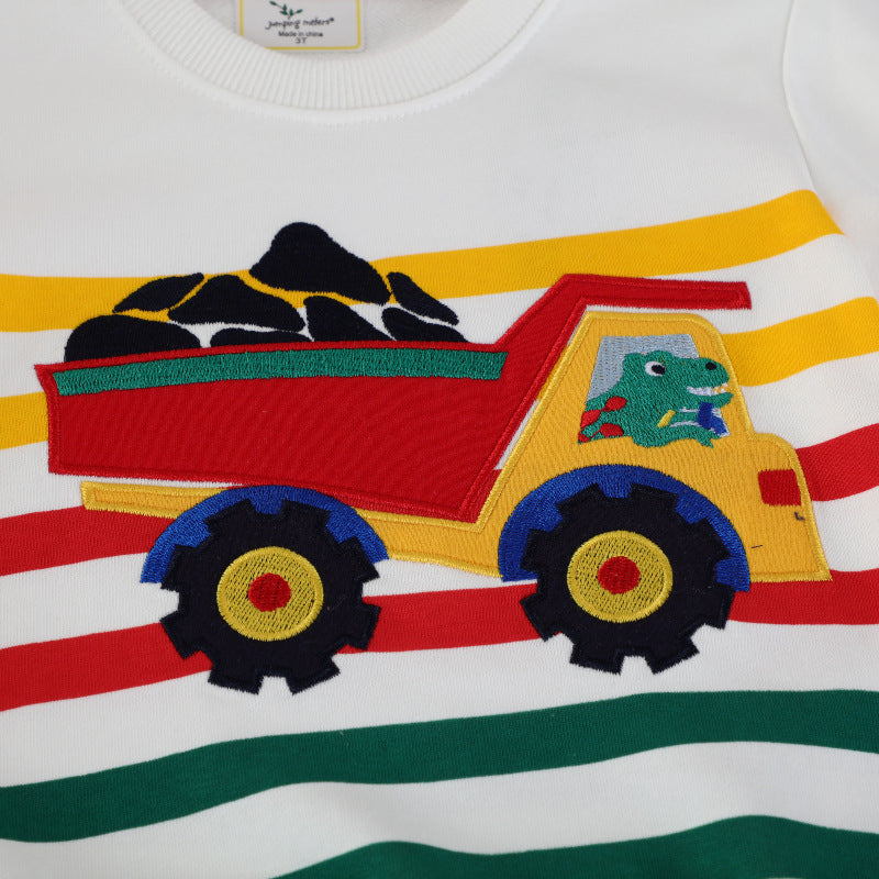 Kinder Sweatshirt mit buntem Baustellen-Lkw-Design EB