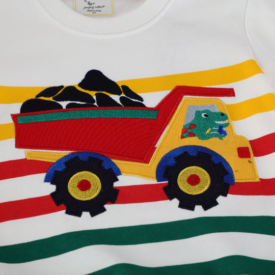 Kinder Sweatshirt mit buntem Baustellen-Lkw-Design EB