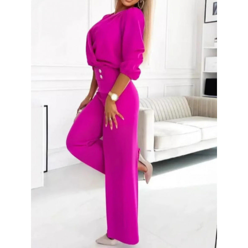 Damen elegantes Jumpsuit mit weiten Beinen EB