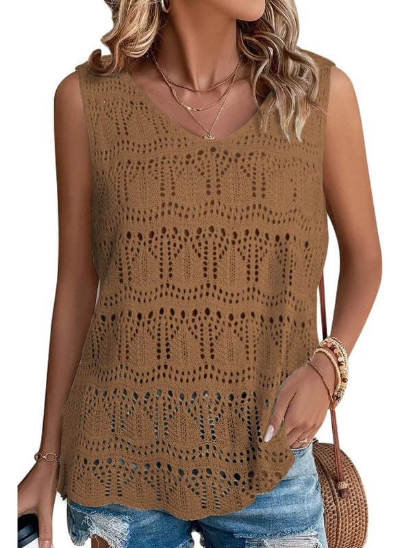 Damen Stricktop mit luftiger Häkelstruktur EB